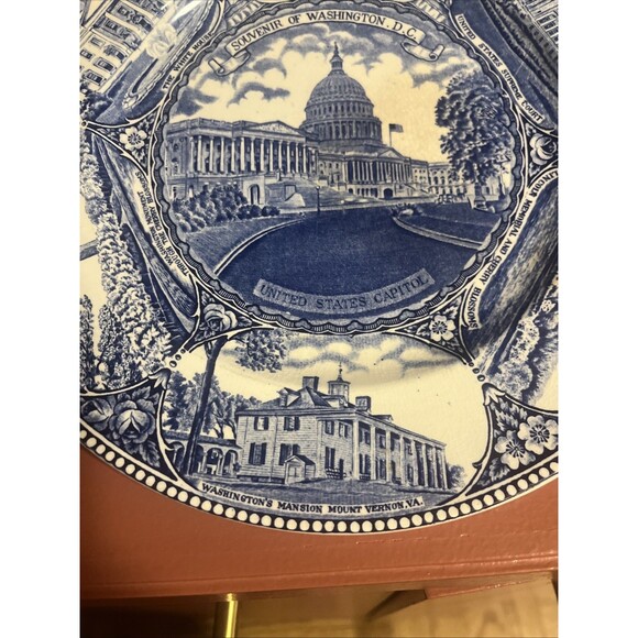 1940's Capitol Souvenir Plate English Staffordshire 10" blue white Washington DC - Picture 3 of 7